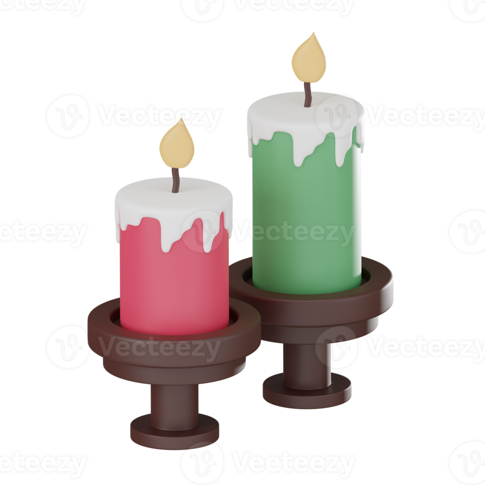 Christmas Candle 3D Icon Festive Holiday Decoration 3D Render. png