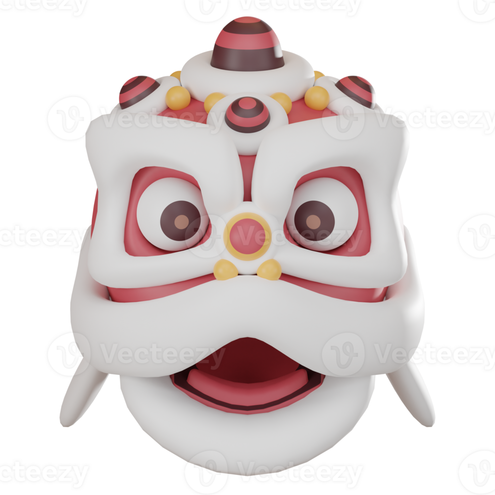 Chinese New Year Lion Head, Festive 3D Icon for Celebrations, 3D render png