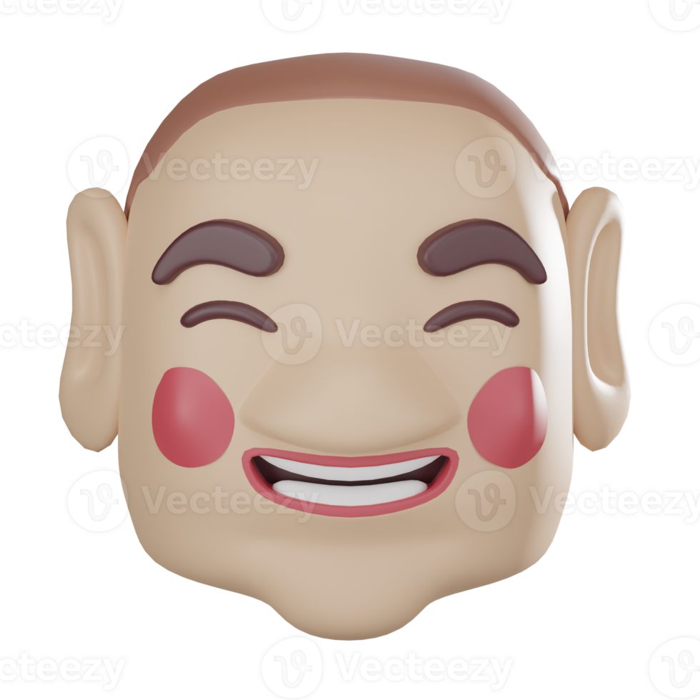 Chinese Smiling Mask Man Celebrating Traditional New Year in 3D render. png