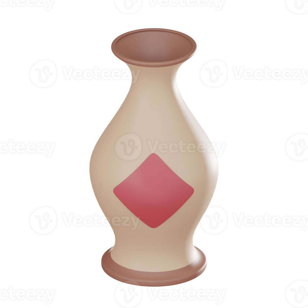 Chinese Vase 3D icon, Celebrating Lunar New Year with Decorative Object, Cultural Icon for Festive Decorations 3D render. png