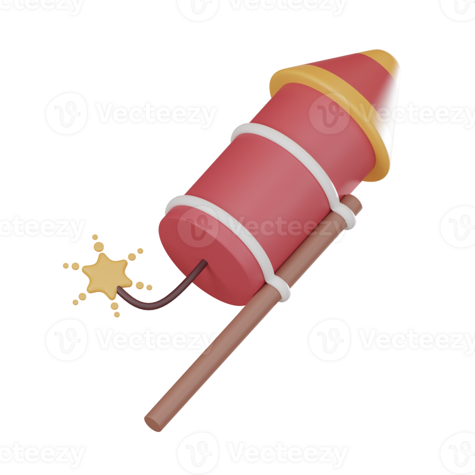 Chinese New Year Firecrackers and Rocket 3D render. png