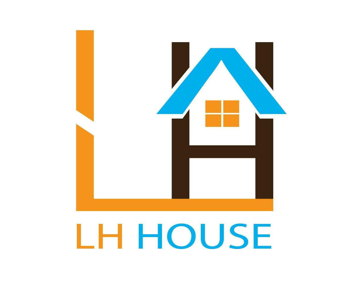 LH House Logo. Geometric House Symbol Linear Style isolated Construction Real Estate white Background Architecture Building Logos .Template Element. vector