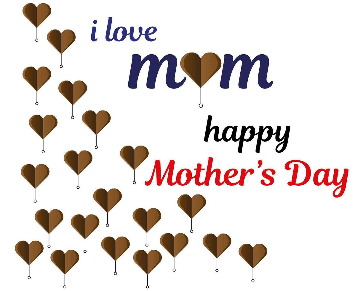 I love Mom Happy Mothers day gift card background with love heart shape vector