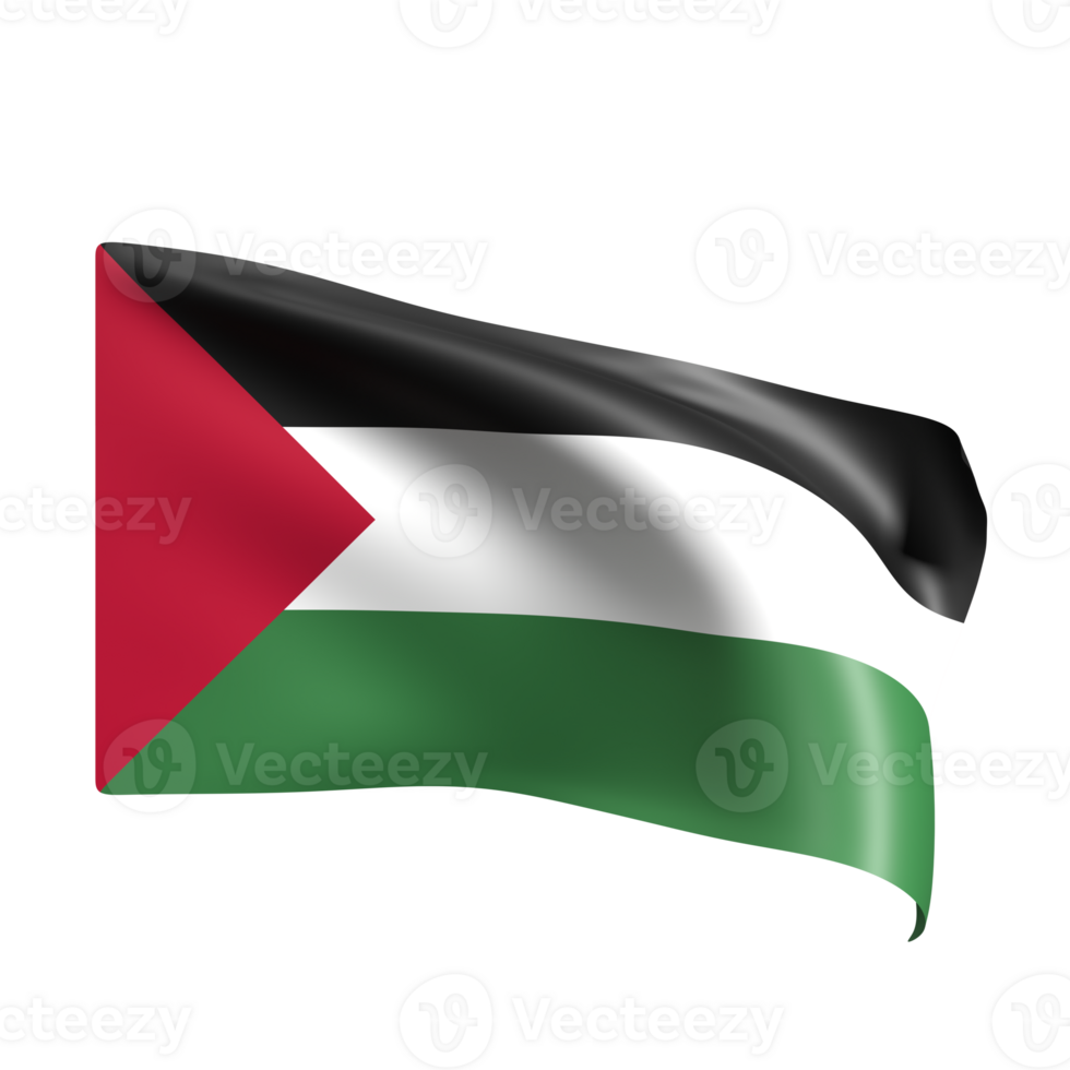 Waving flag of Palestine. 3D flag of Palestine. 3D rendering png