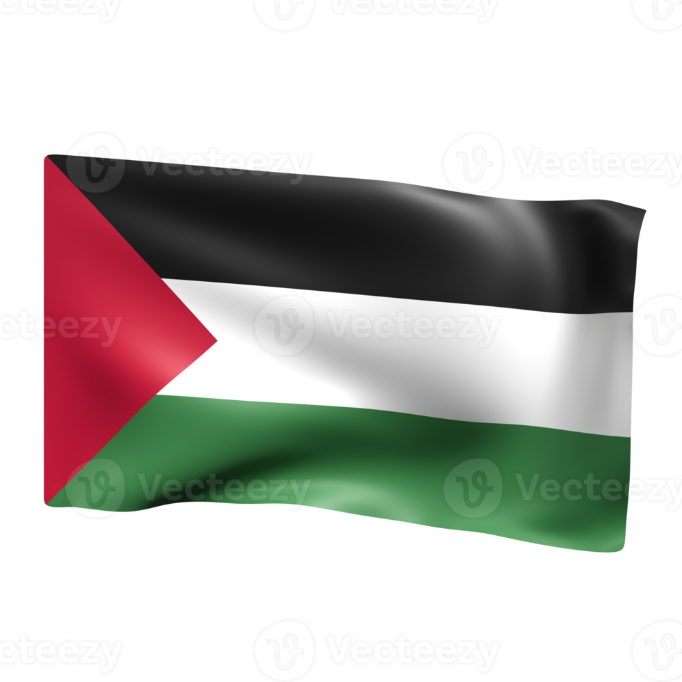 Waving flag of Palestine. 3D flag of Palestine. 3D rendering png