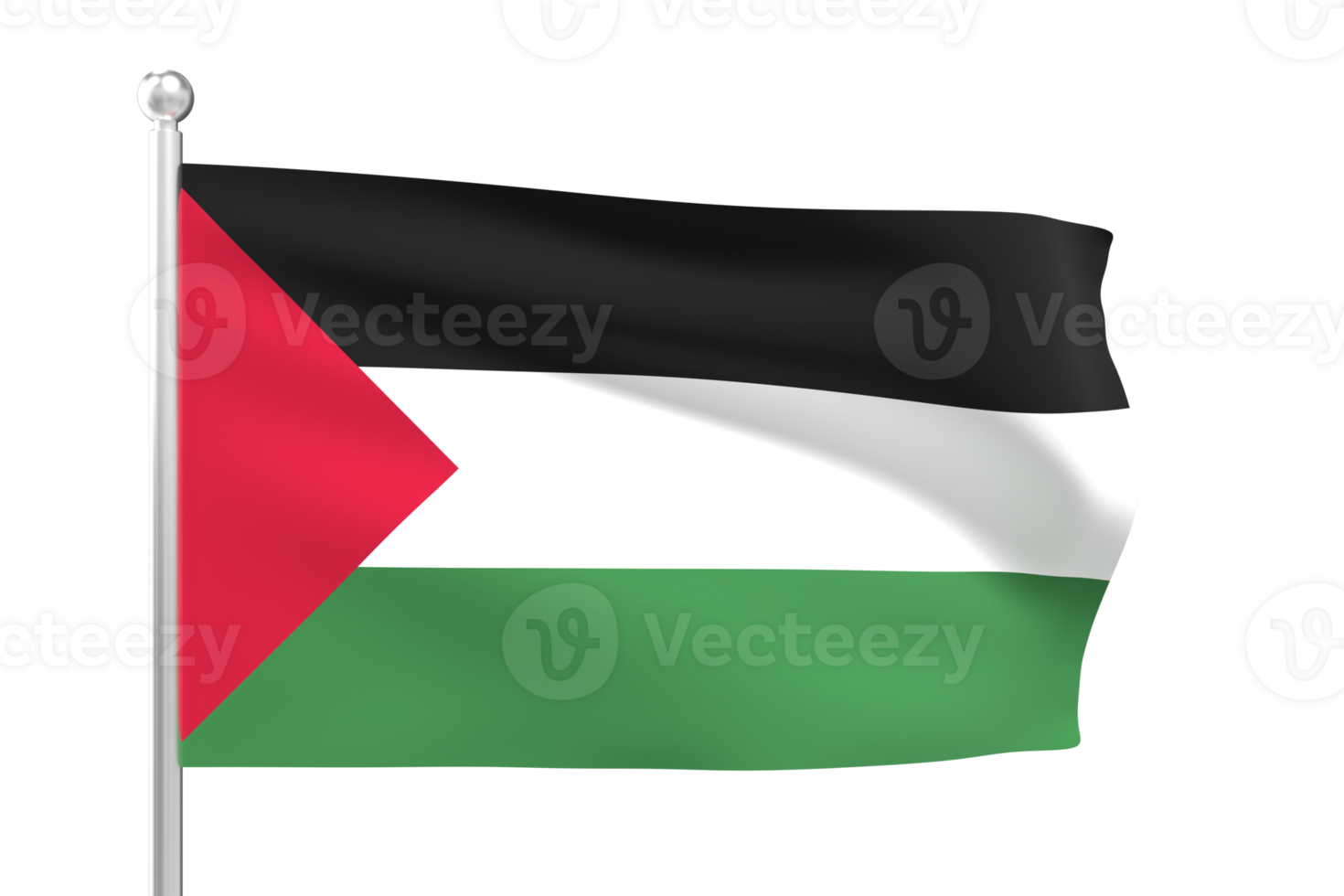 Waving flag of Palestine. 3D flag of Palestine. 3D rendering png