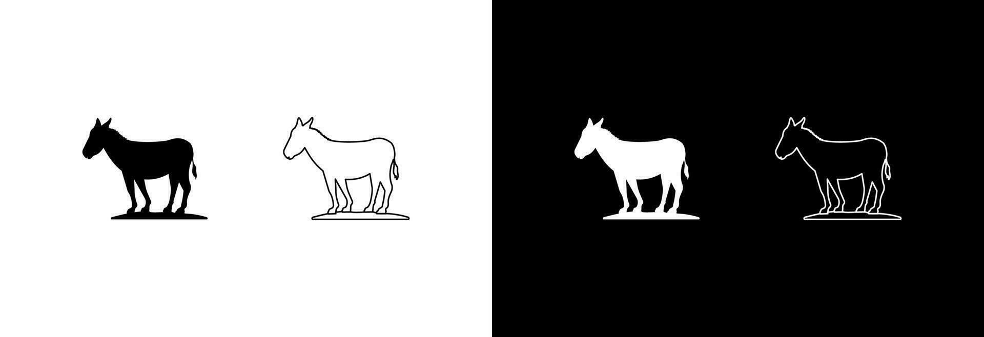 Burro icono en blanco y negro antecedentes. vector