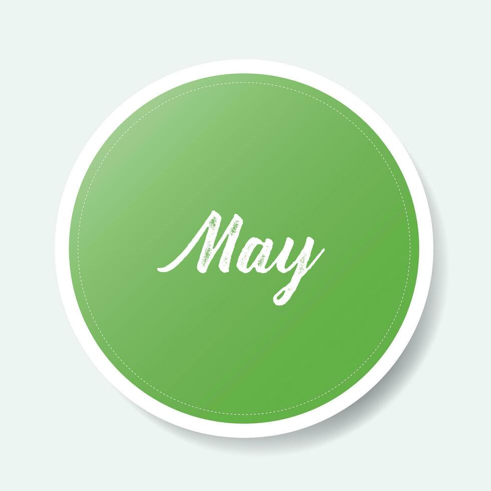May green round sticker on white background, vector illustration