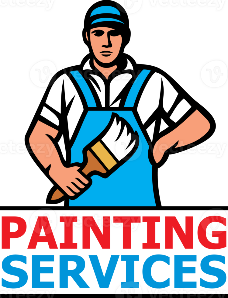 Painting Services Design a Professional Painter Holding a Paint Brush