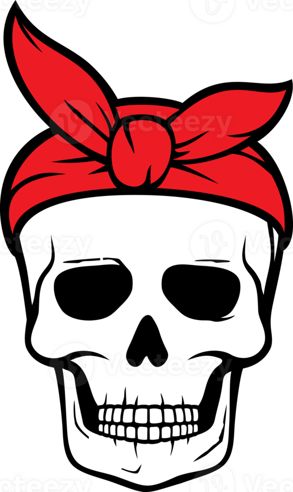 Human Skull with Bandana PNG Illustration