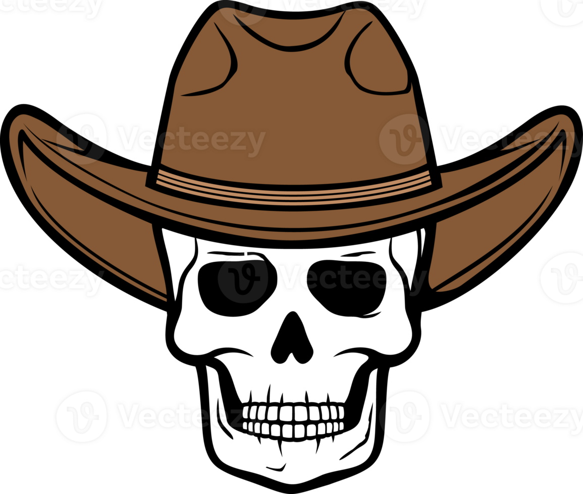 Skull and Cowboy Hat PNG Illustration