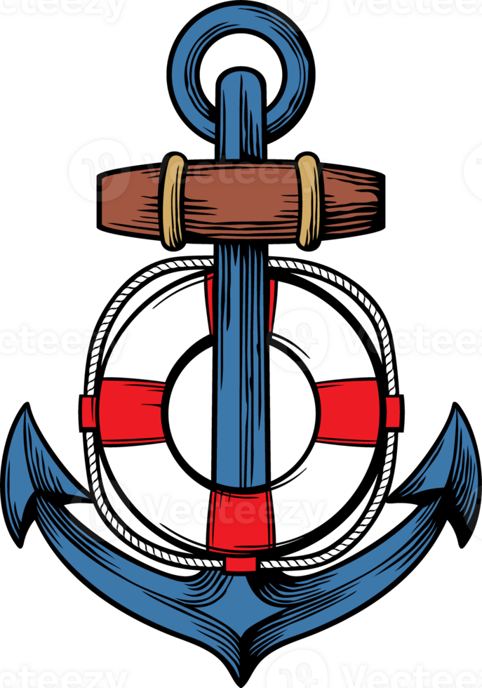 Anchor and Lifesaver PNG Illustration
