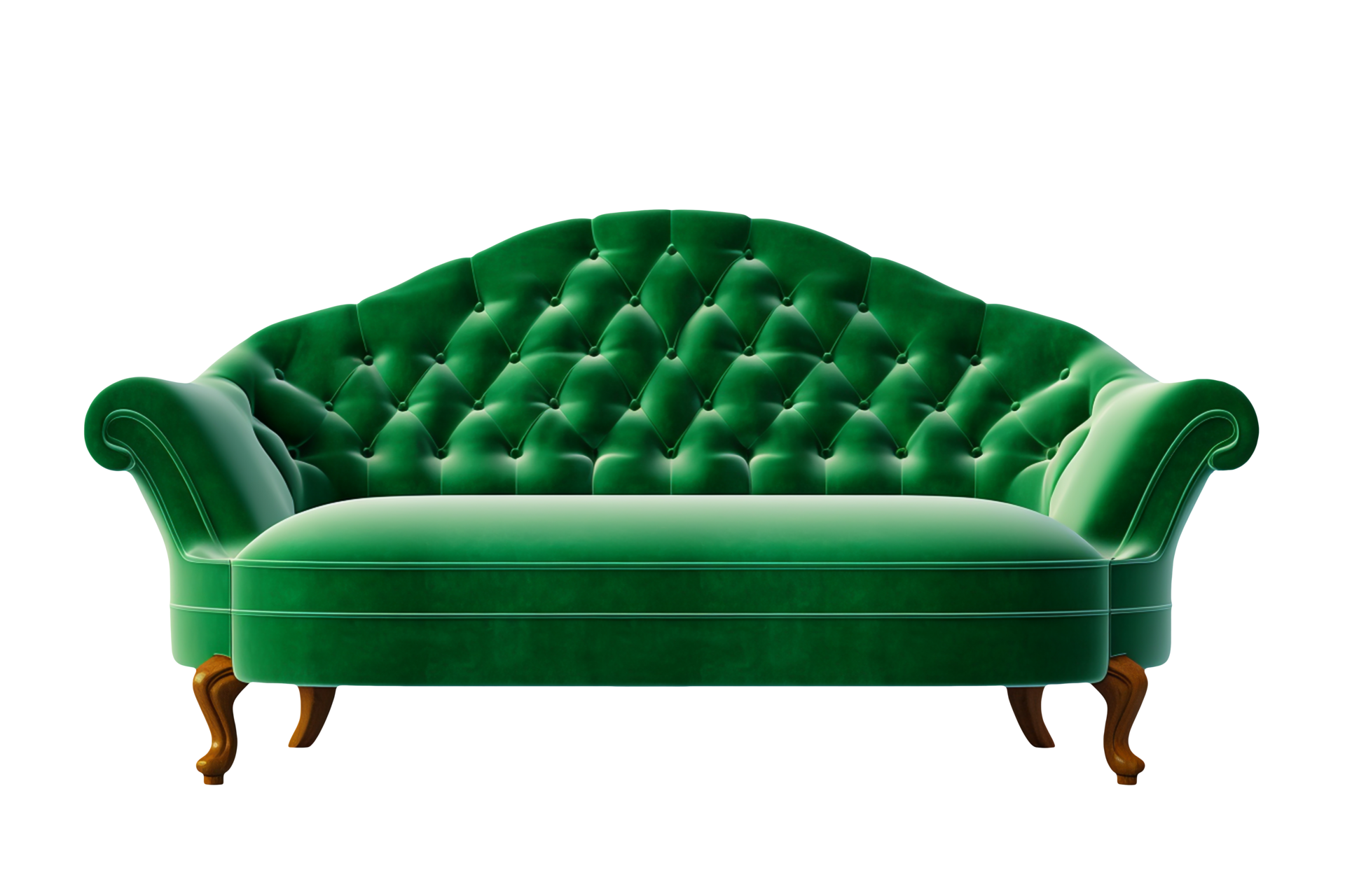 A green sofa on a transparent background, AI Generative 32332327 PNG