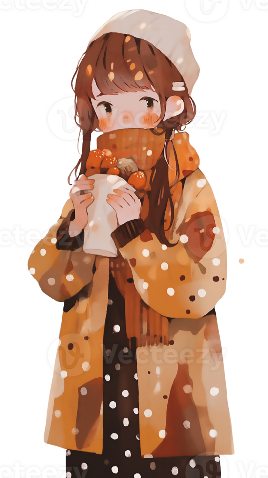 little girl with hot  cocoa autumn country life AI Generative png