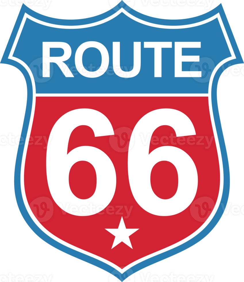 Historic Route US 66 Sign PNG Illustration