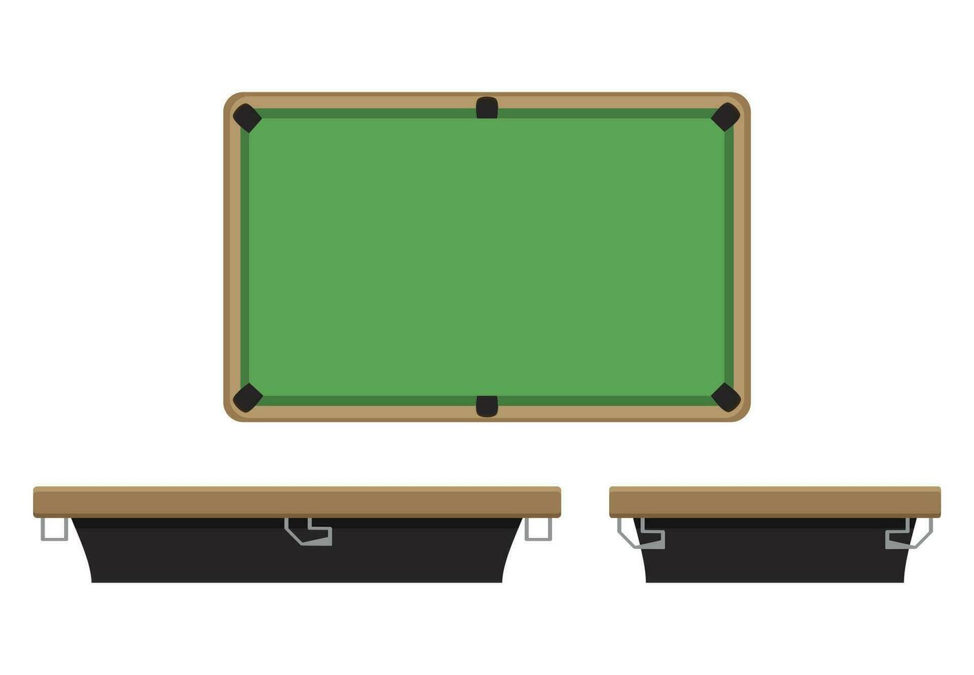 Billiard table on side and on top. Billiard play sport, snooker pool table, vector illustration