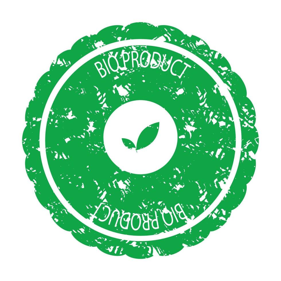 Bio product green rubber stamp vector. Ecological tag organic seal print illustration vector