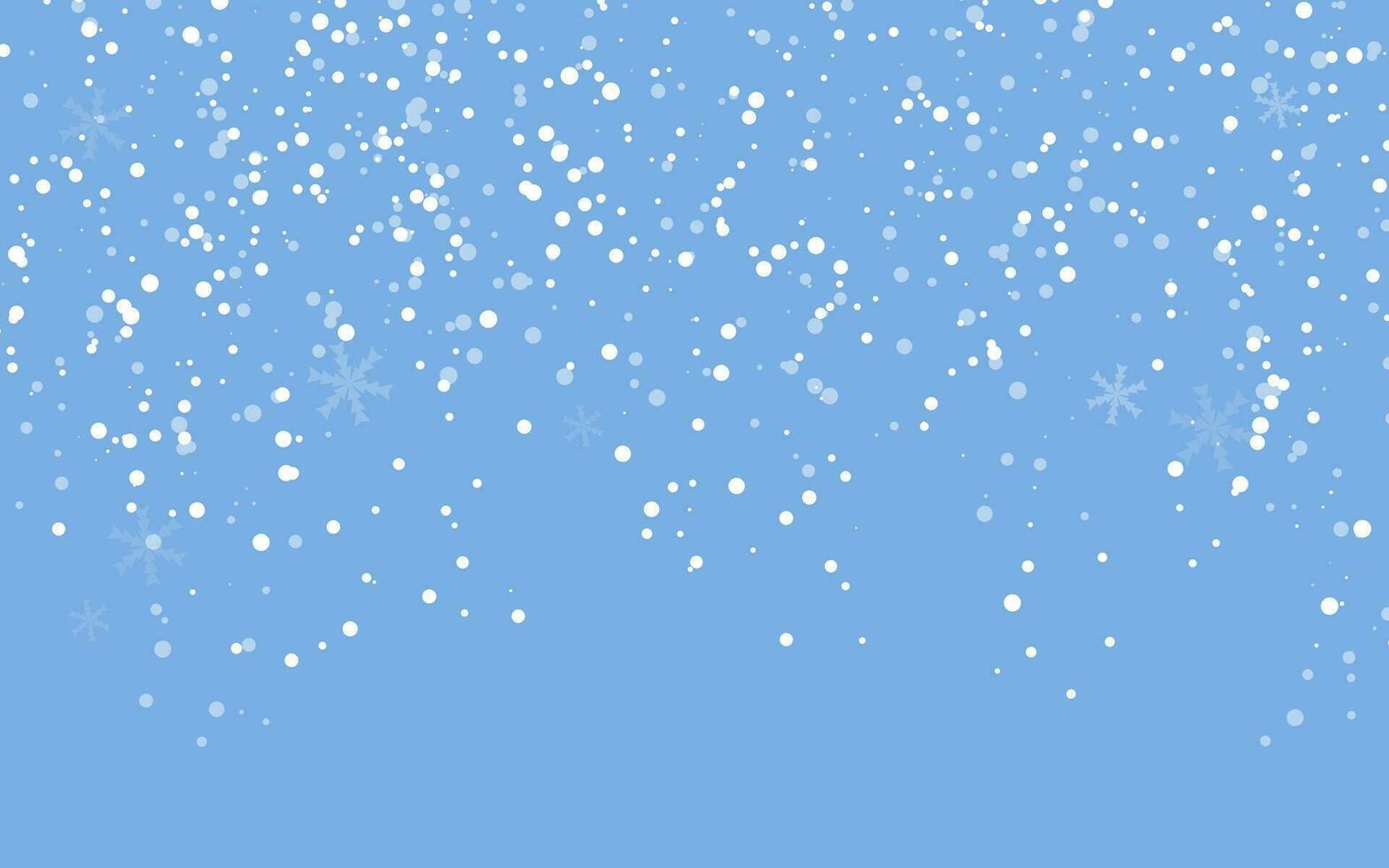 Cold Christmas and New Year background. Holiday magic. Winter snowfall on a blue background. Vector illustration.