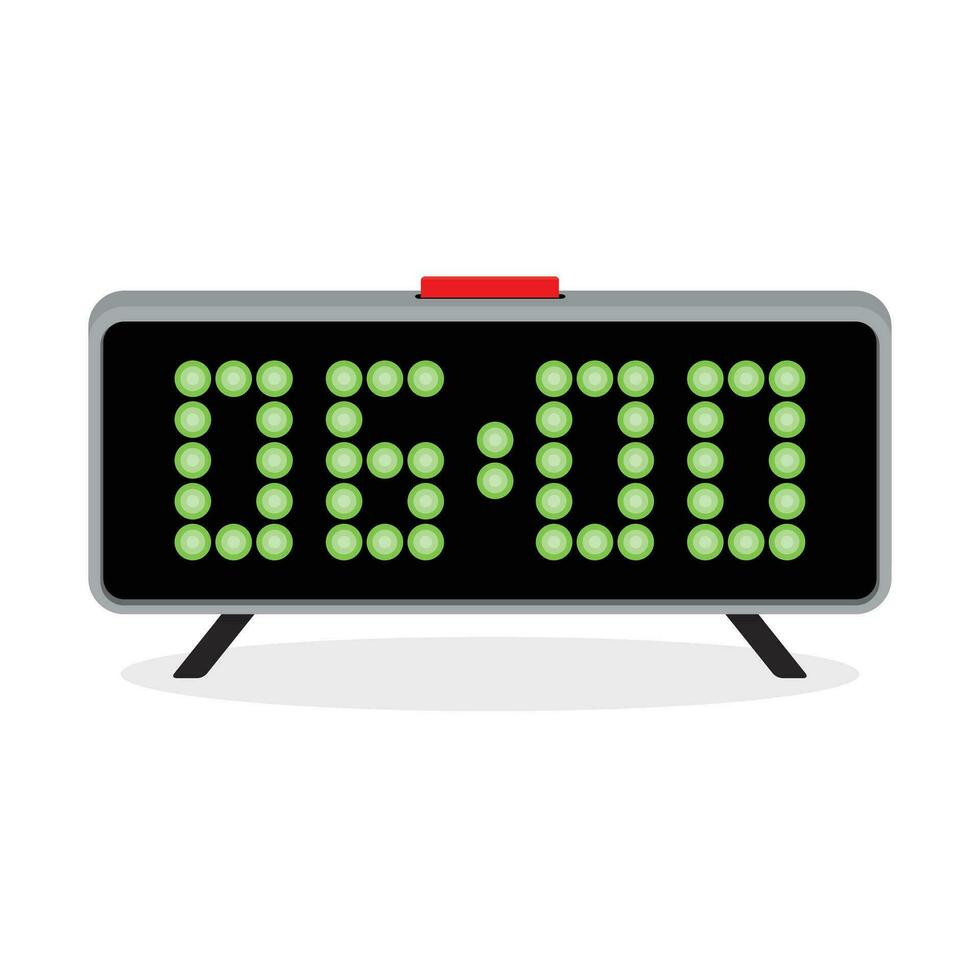 Digital clock alarm 6 a.m. Time clock digital, display modern