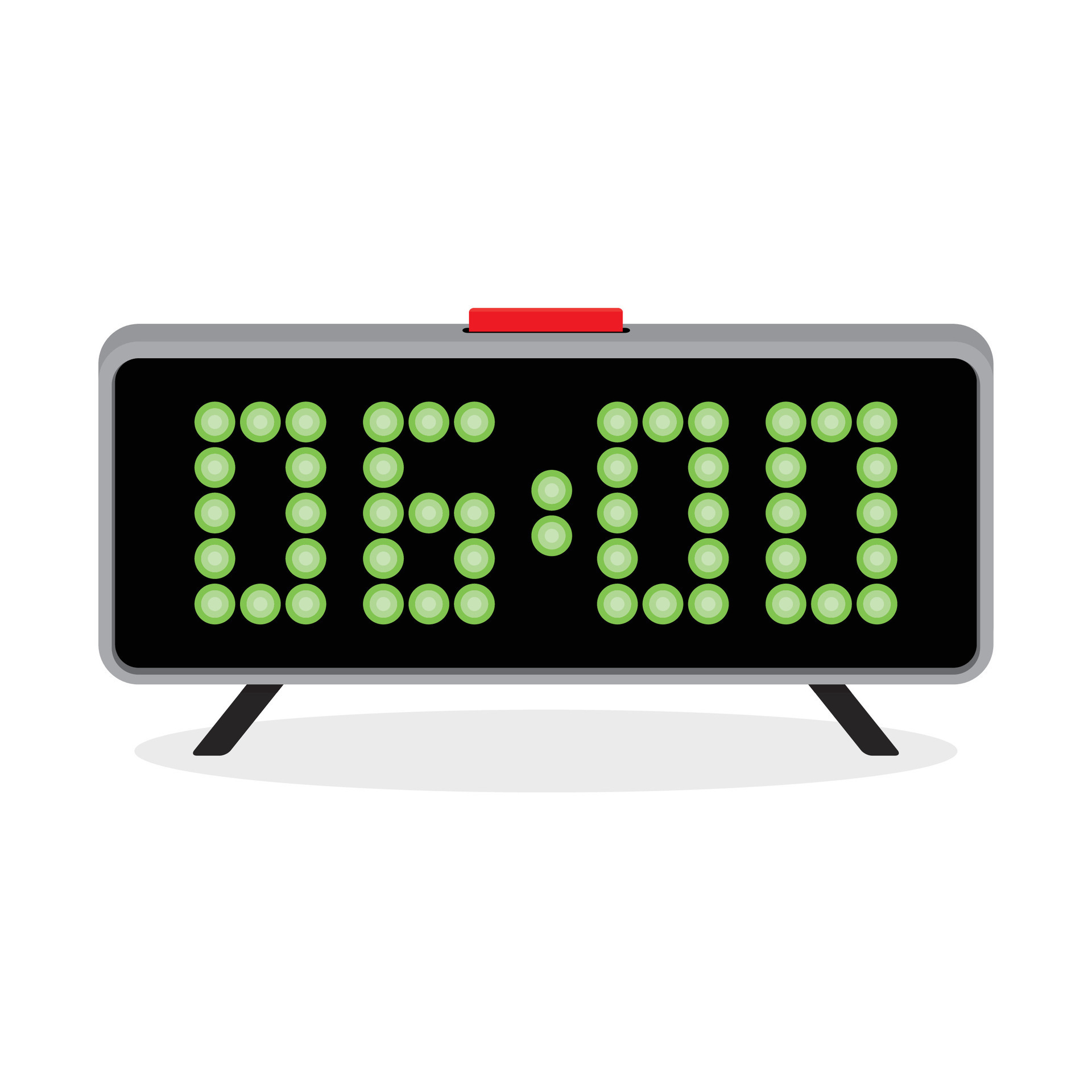 Digital clock alarm 6 a.m. Time clock digital, display modern