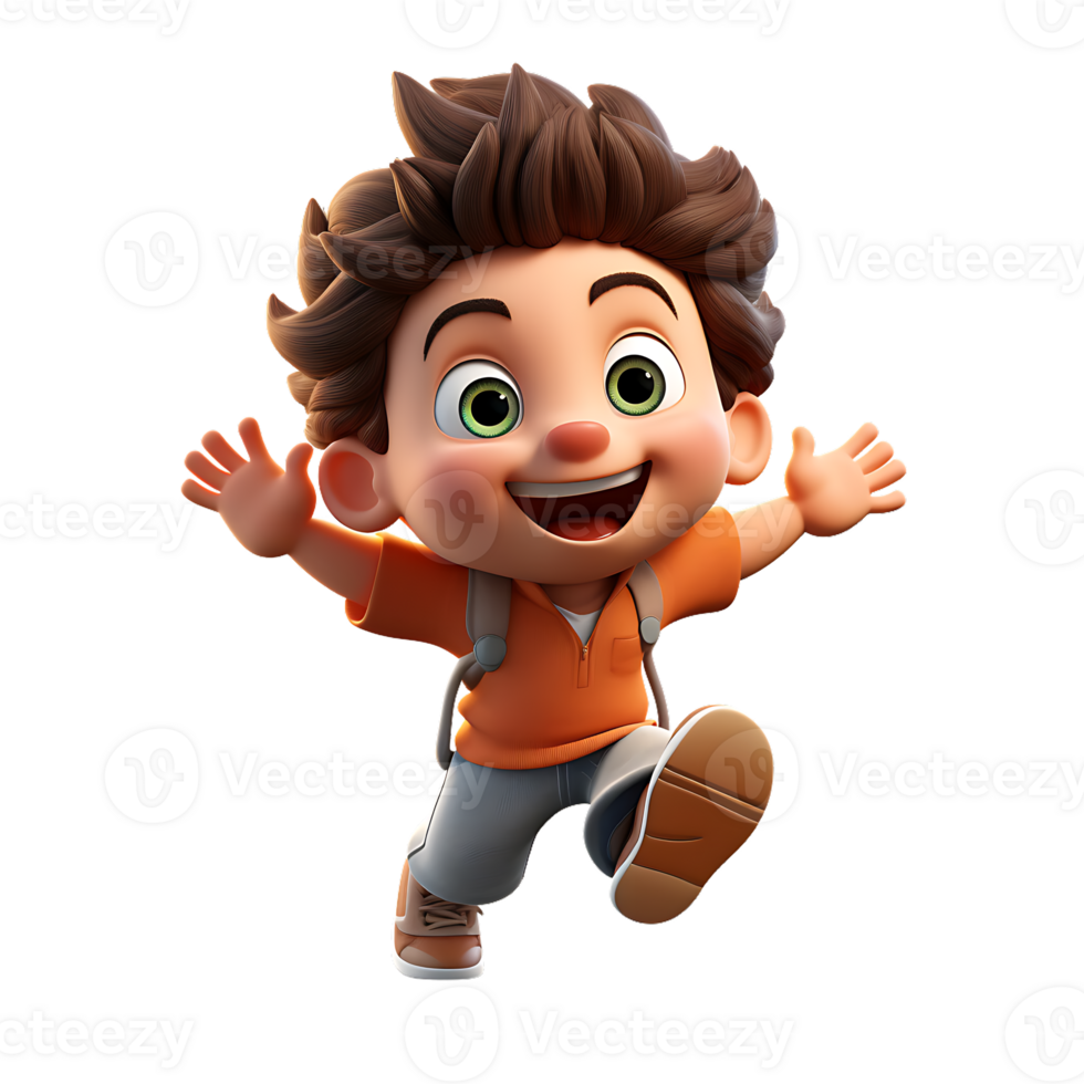 3D Cute Kid Mascot Character, ai generative png