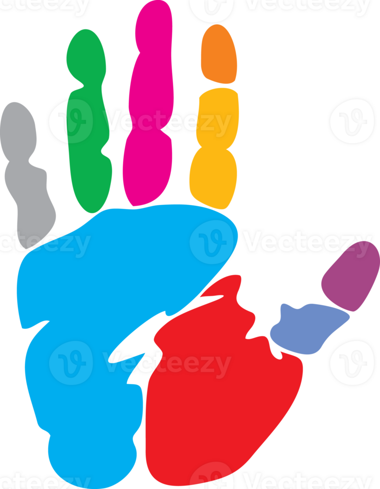 Colored Hand Print PNG Illustration