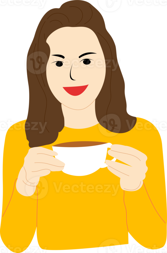 woman drinking coffee png