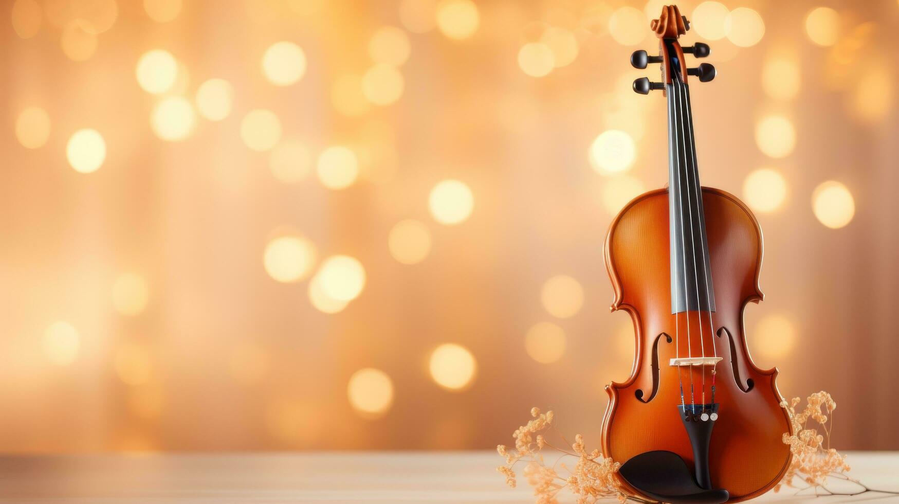 Music bokeh blurred background with violin with copy space photo
