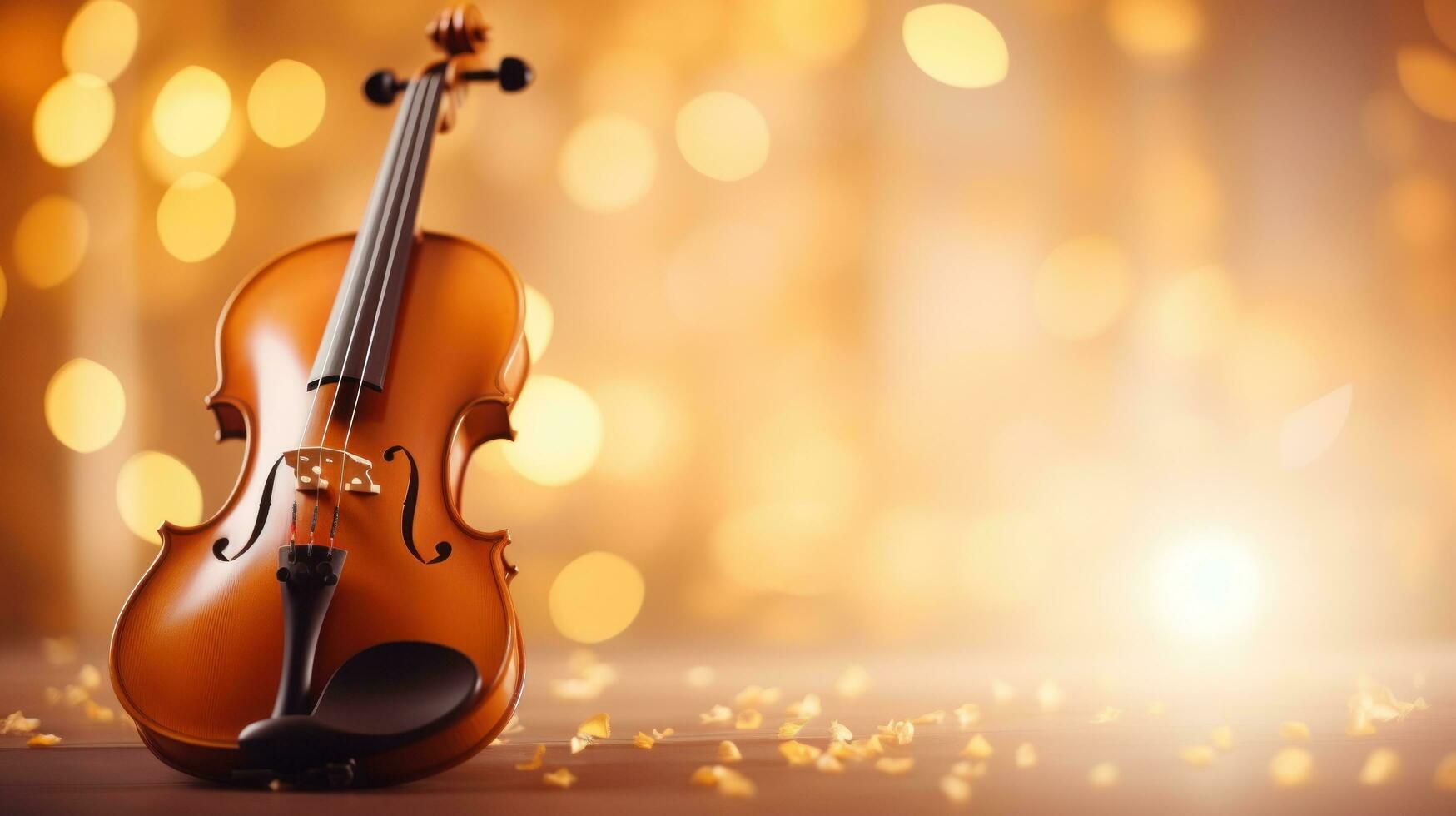 Music bokeh blurred background with violin with copy space photo