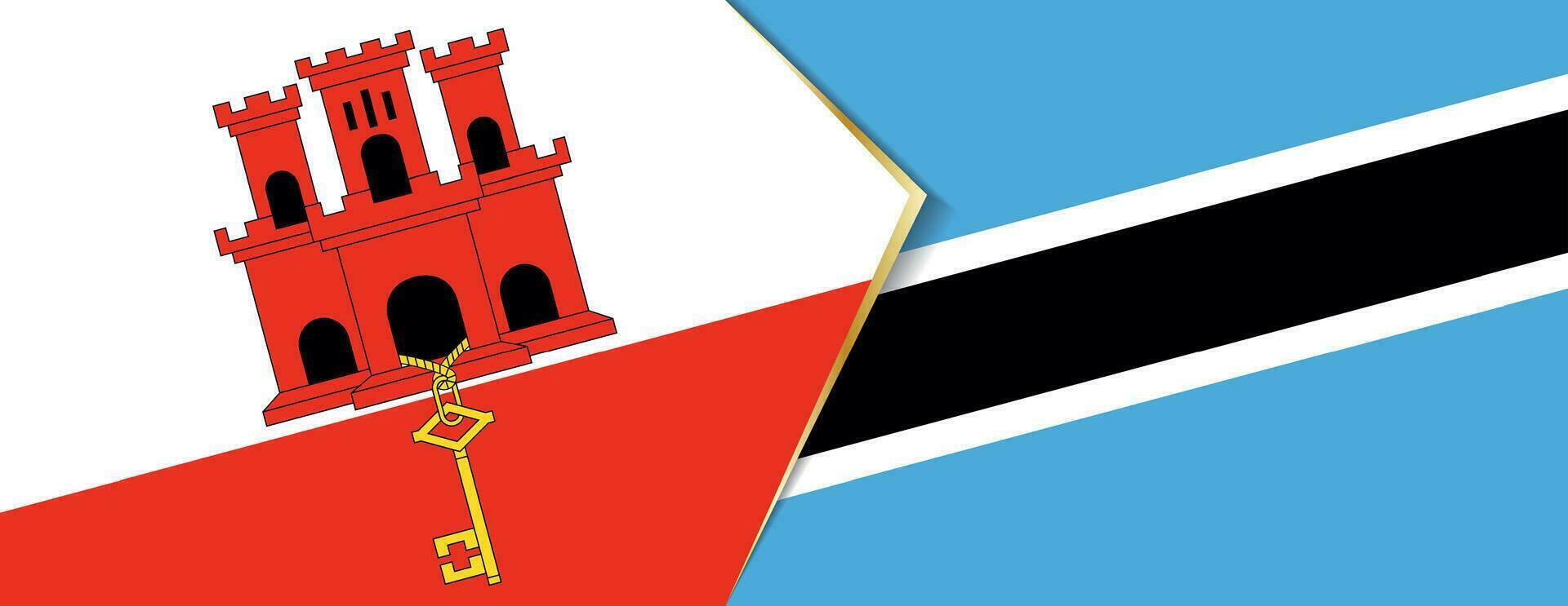 Gibraltar y Botswana banderas, dos vector banderas