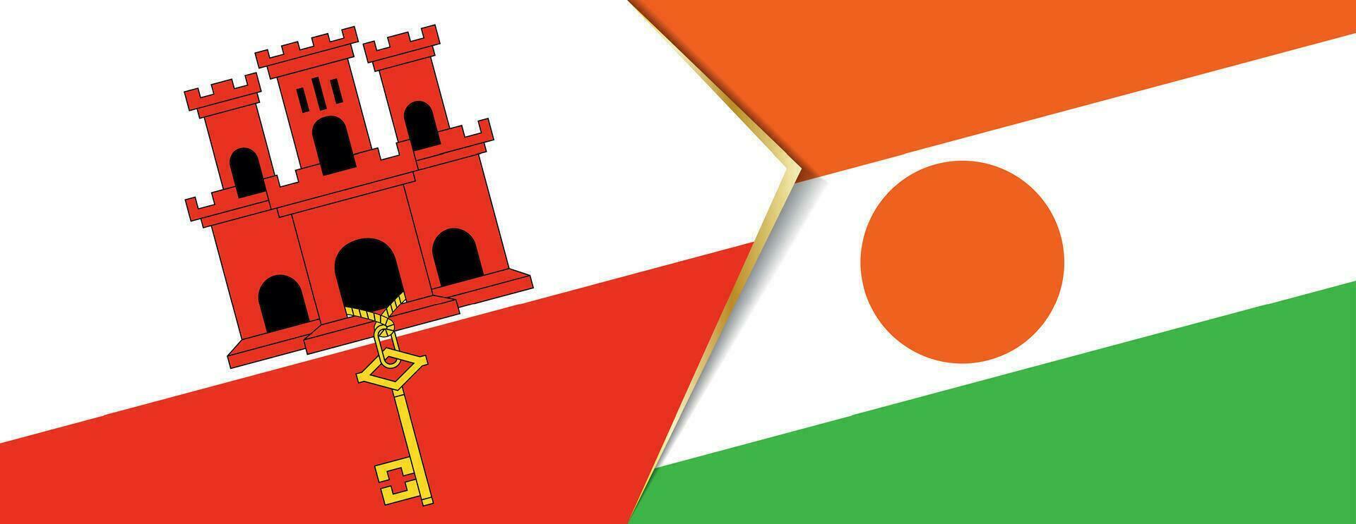 Gibraltar y Níger banderas, dos vector banderas