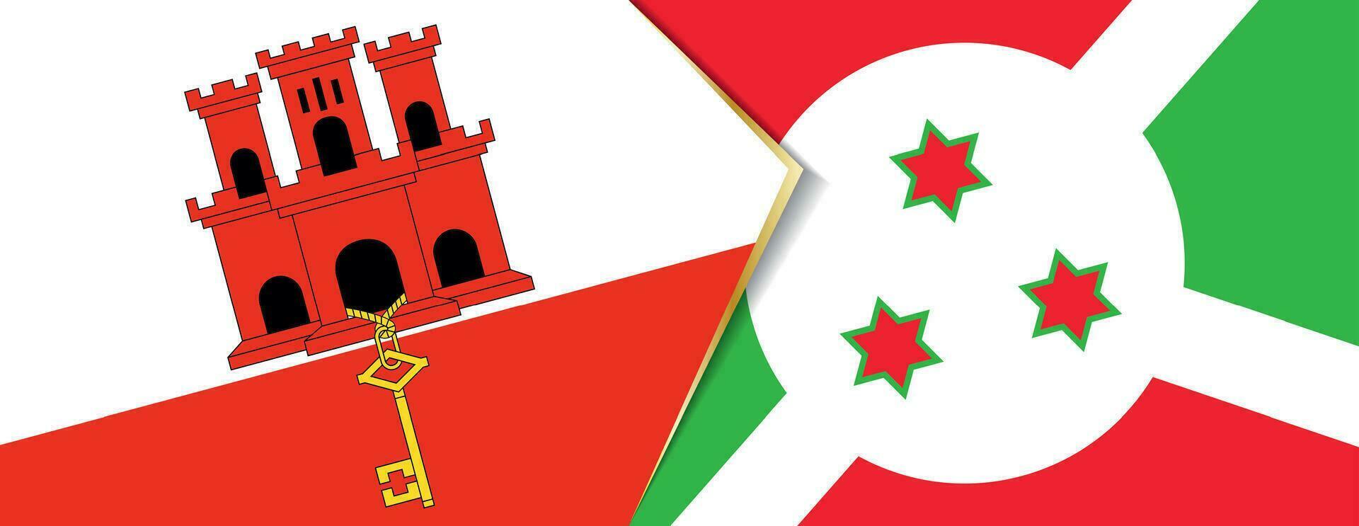 Gibraltar y Burundi banderas, dos vector banderas