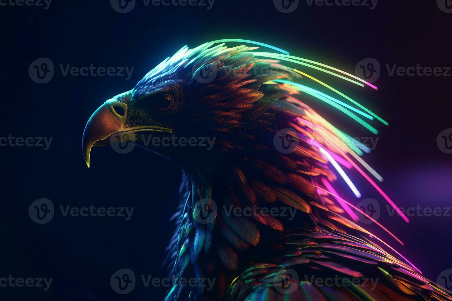 Falcon with bright colorful shades. Generate ai photo