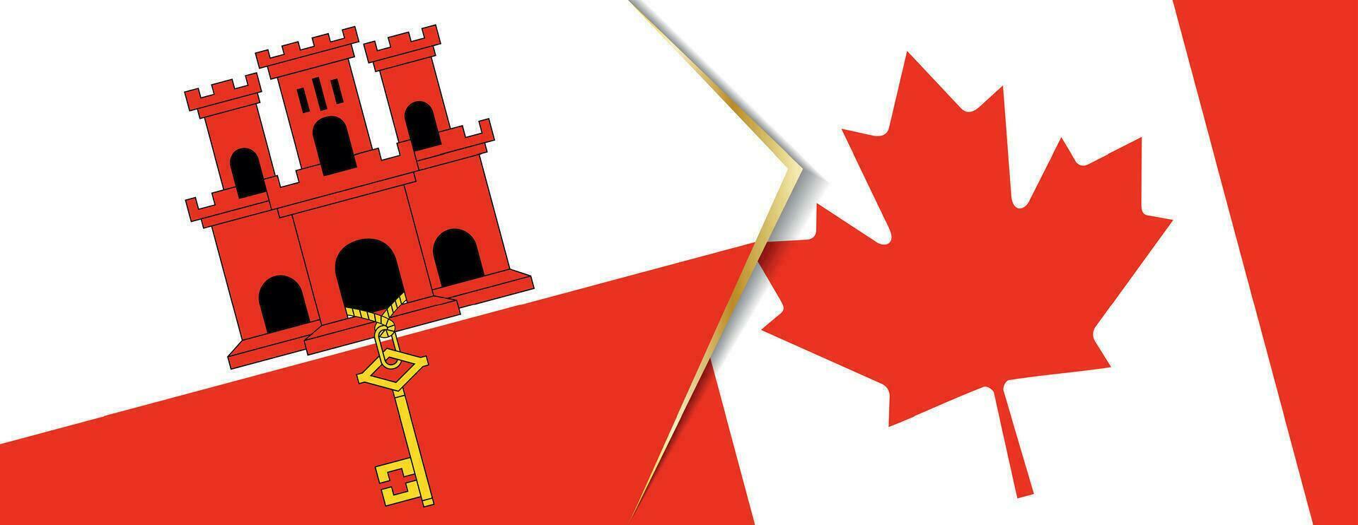 Gibraltar y Canadá banderas, dos vector banderas