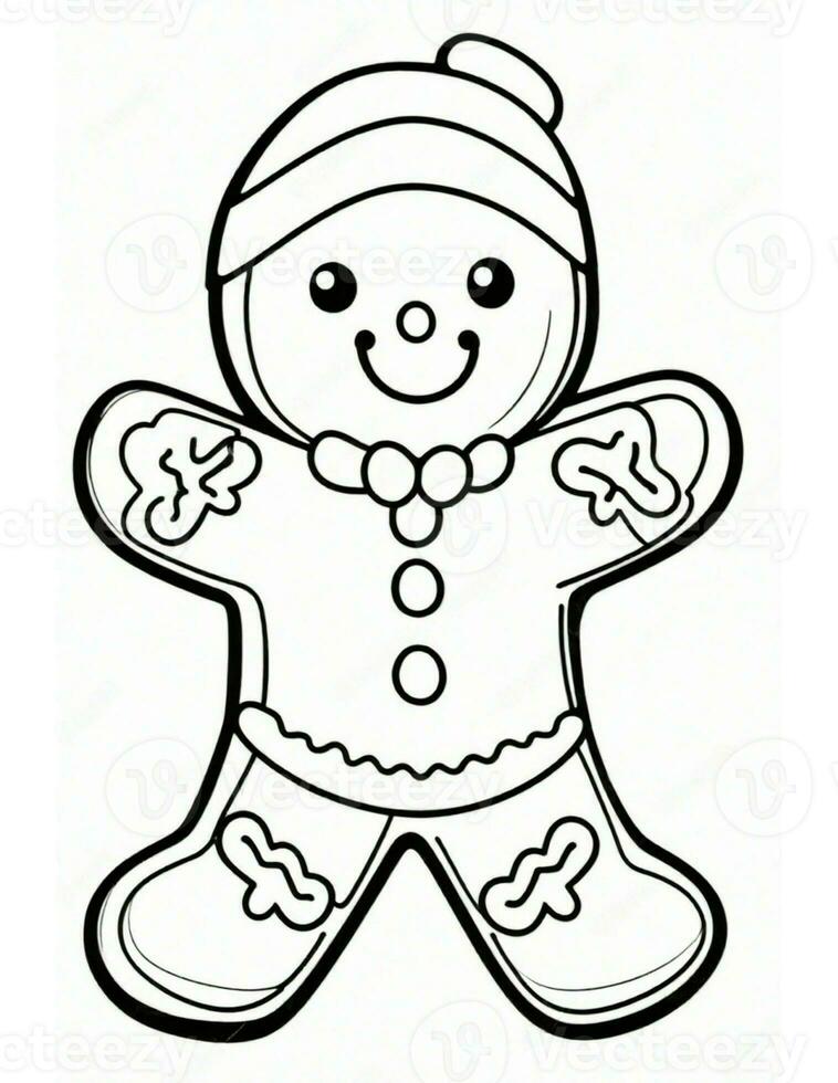 gingerbread man  winter and christmas coloring page for kids photo