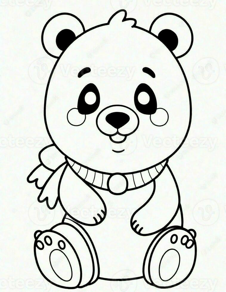 teddy bear  coloring page for winter and christmas for kids photo