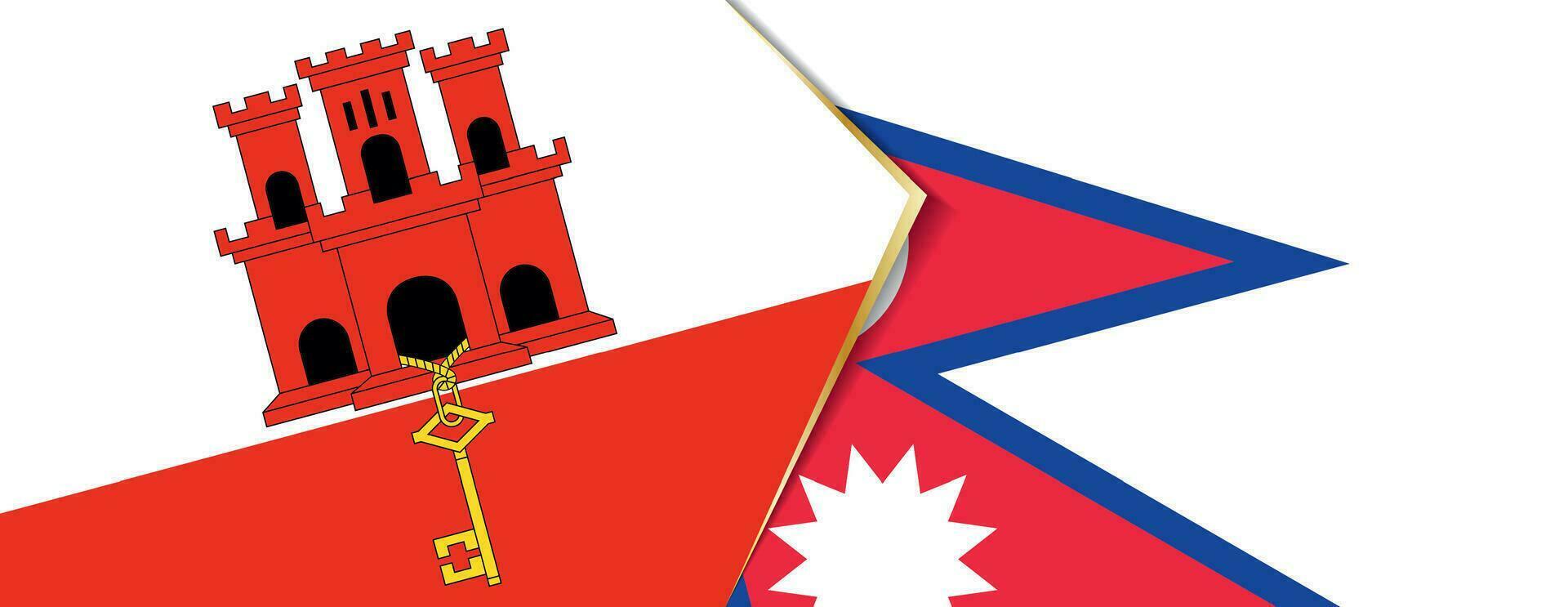 Gibraltar y Nepal banderas, dos vector banderas