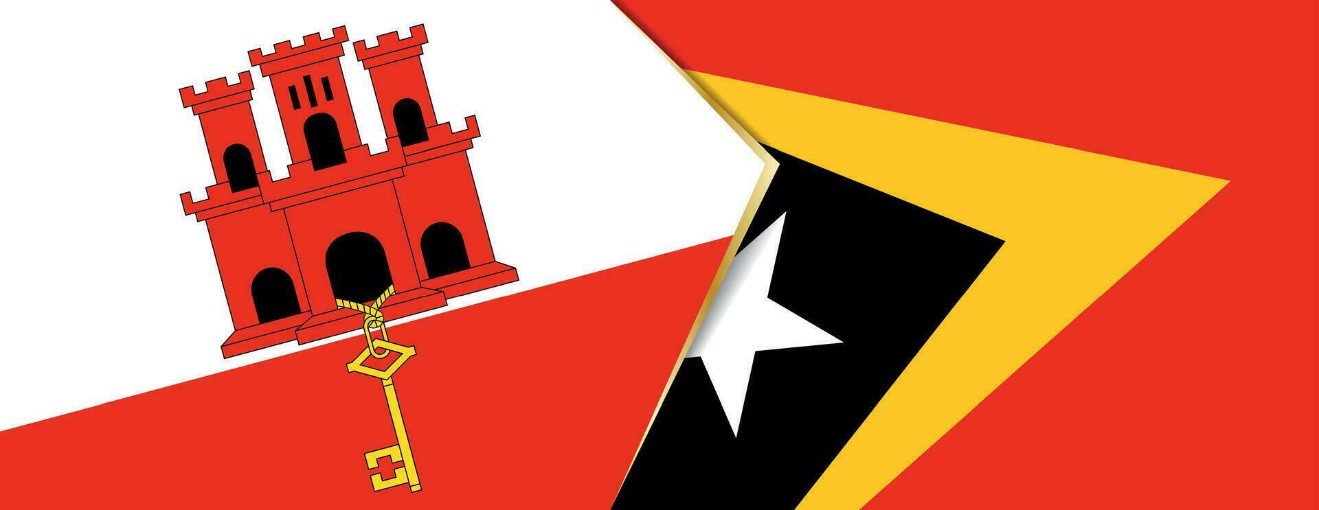 Gibraltar y este Timor banderas, dos vector banderas