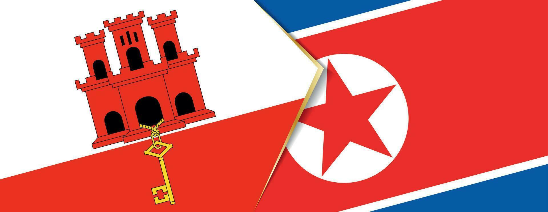 Gibraltar y norte Corea banderas, dos vector banderas