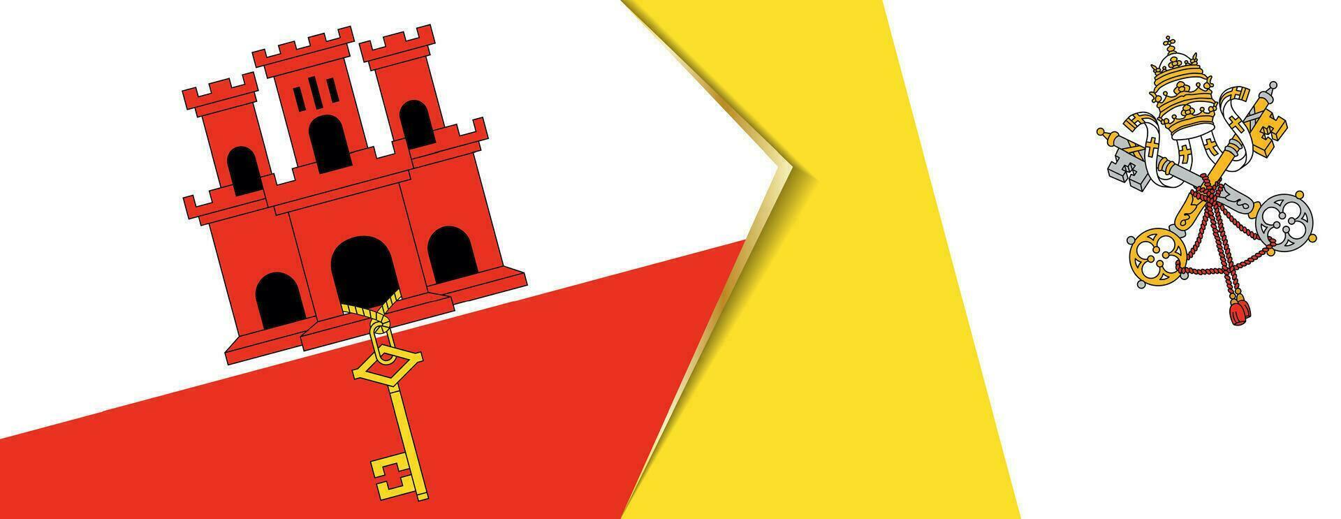 Gibraltar and Vatican City flags, two vector flags.