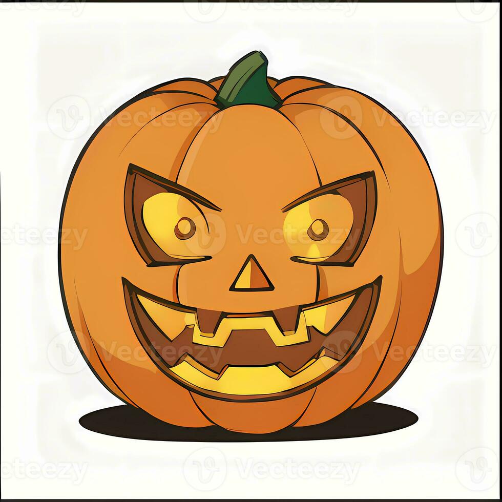 Cute Pumpkin Halloween Sticker Cartoon Illustration Style photo