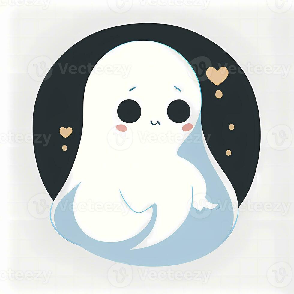 Cute Ghost Sticker Spooky Chill Kawaii Face photo