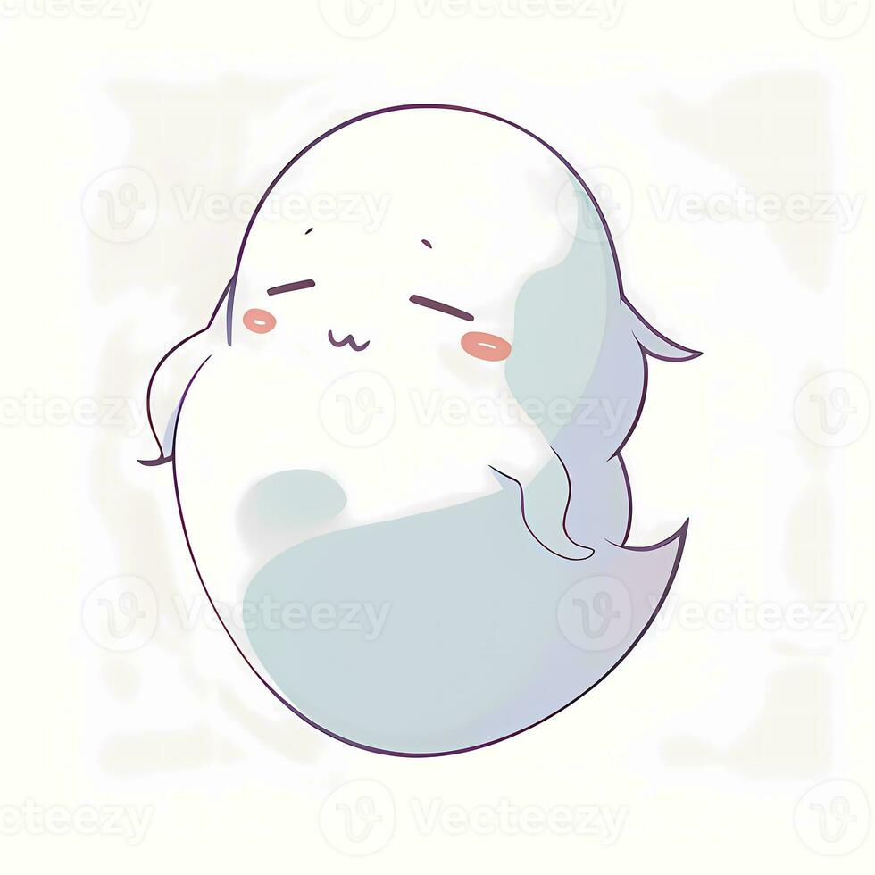 Cute Ghost Sticker Spooky Chill Kawaii Face photo