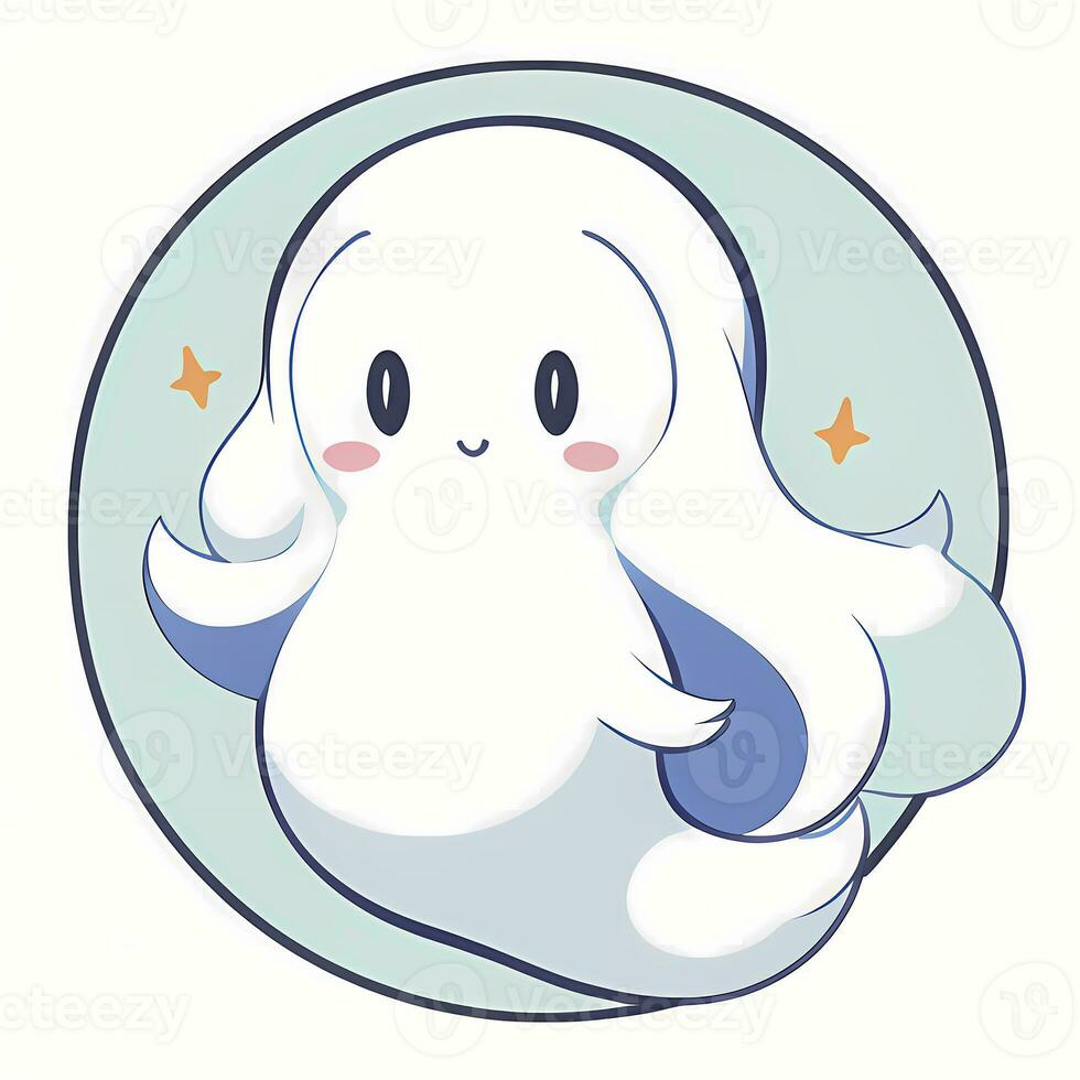 Cute Ghost Sticker Spooky Chill Kawaii Face photo