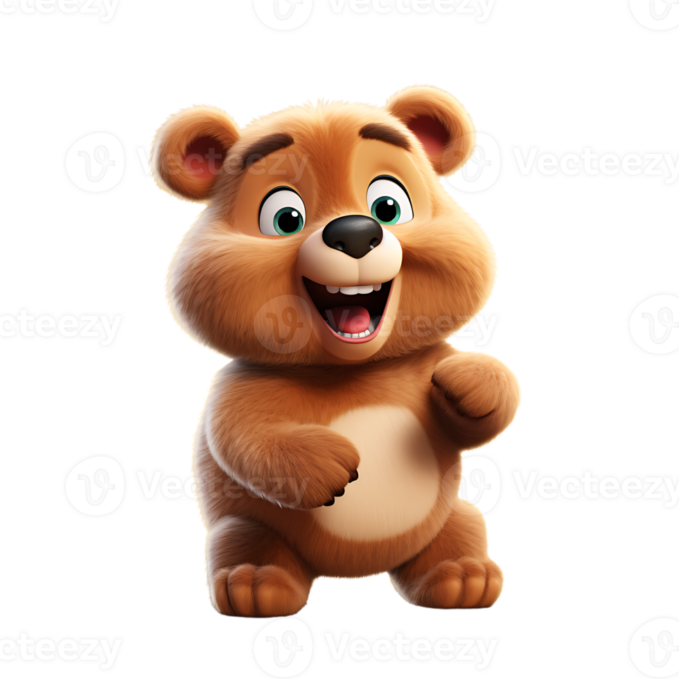 3D Cute Bear Mascot Character, ai generative png