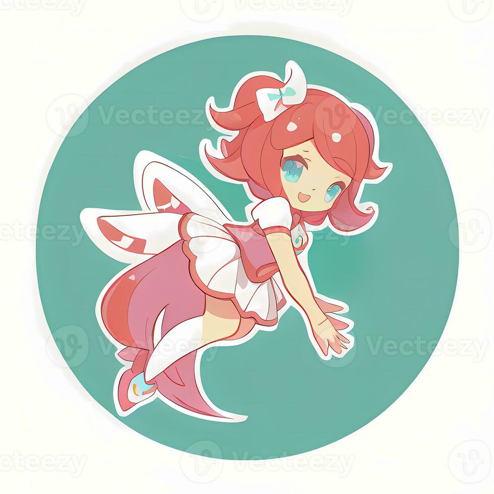 Magical Girl Sticker Cosplay Anime Style Chibi Illustration photo