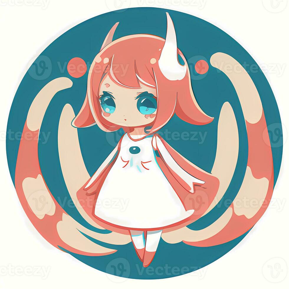 Magical Girl Sticker Cosplay Anime Style Chibi Illustration photo