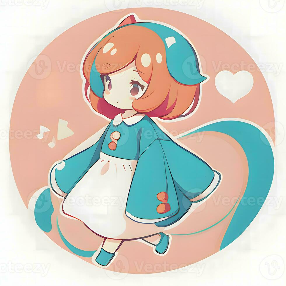 Magical Girl Sticker Cosplay Anime Style Chibi Illustration photo