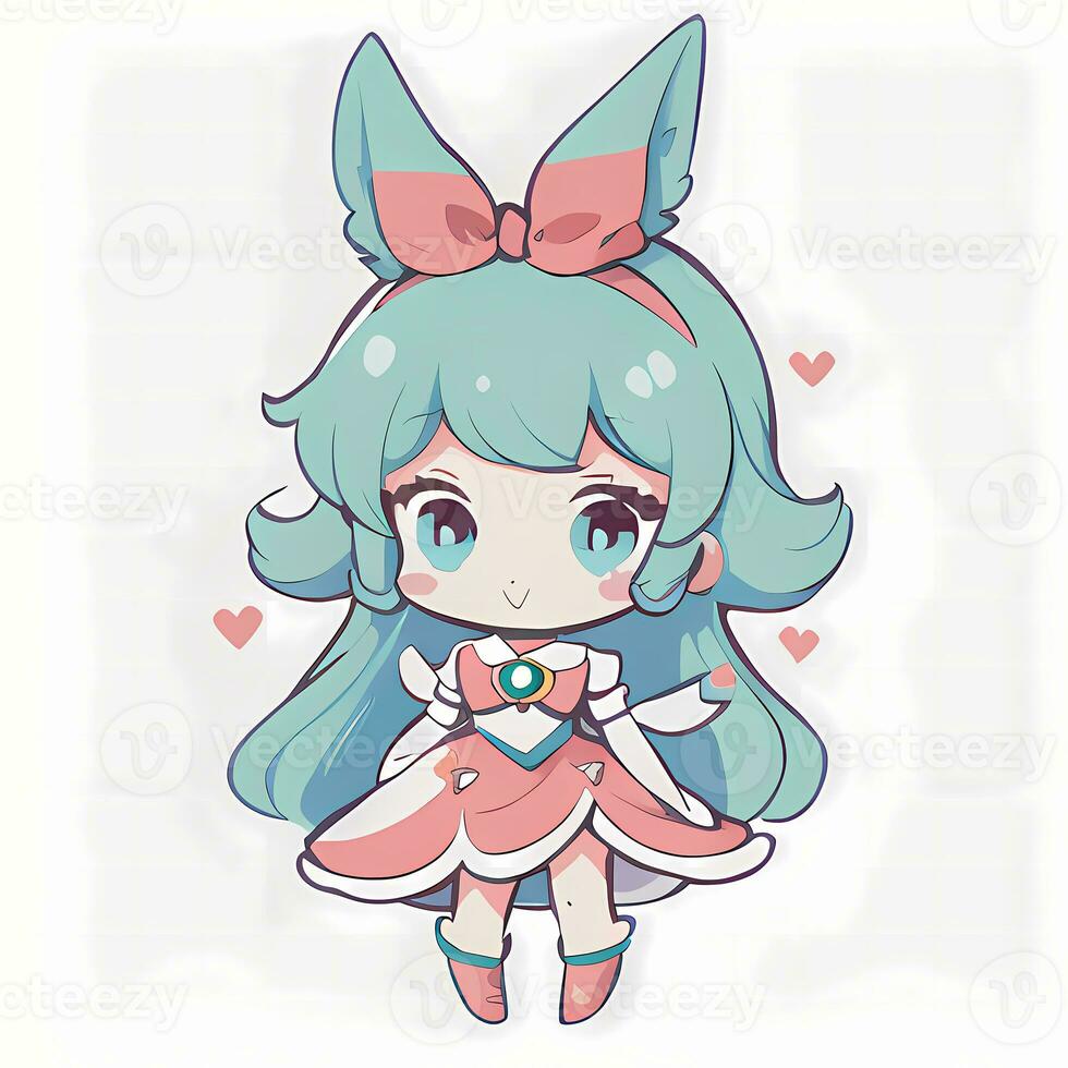 Magical Girl Sticker Cosplay Anime Style Chibi Illustration photo
