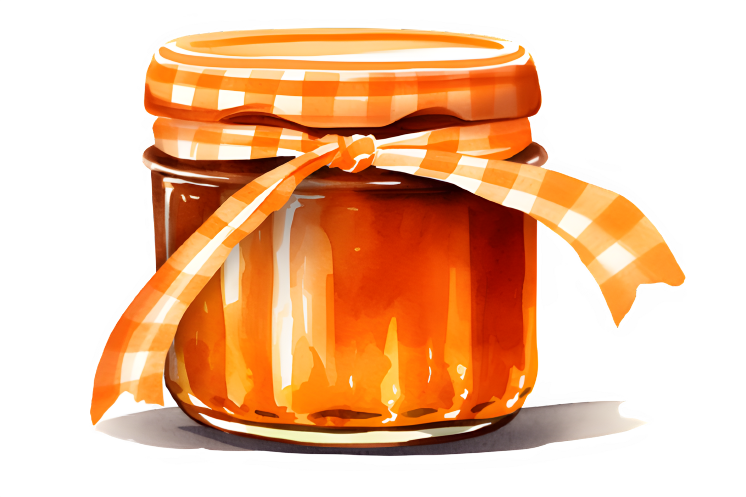 a watercolor honey jar with a lid and a bee on a transparent background. ai generative png